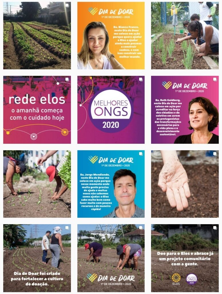 Grid com embaixadoras e embaixadores Dia de Doar Elos